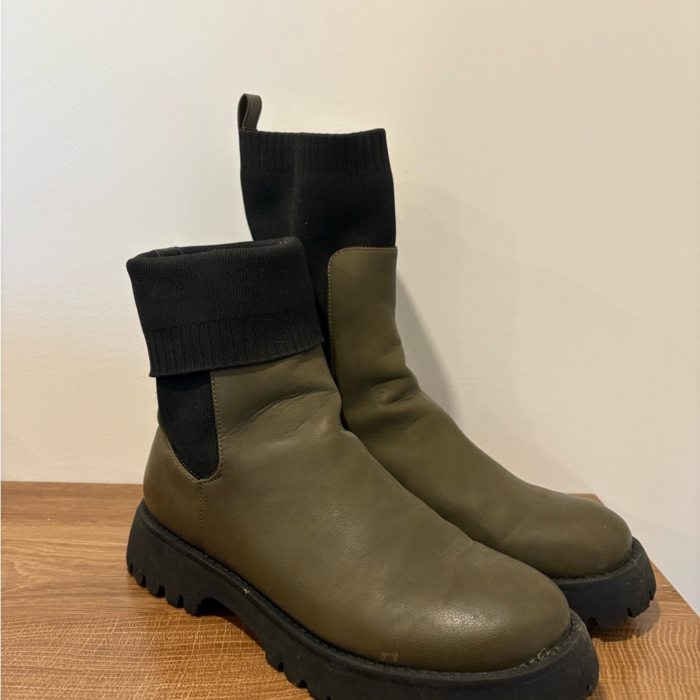 Call It Spring Olive and Black Heeled Boots